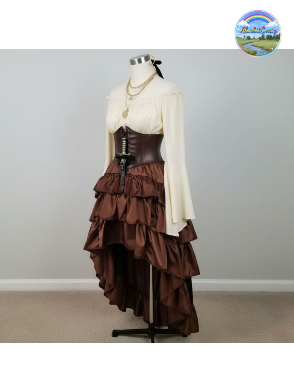 Pirate Costume Women Renaissance Corset Steampunk Skirt Top Cosplay Halloween